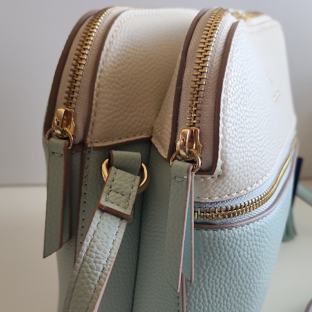 Nanette Lepore Cream & Light Blue Sullivan Three-Compartment Crossbody Bag NWT - Picture 6 of 10
